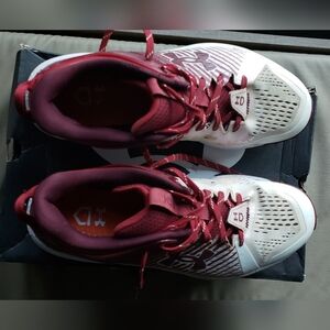 Under Armour Cardinal Red and White Baseball Turf Shoes